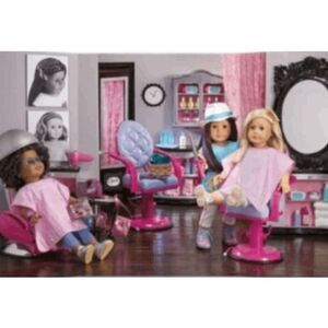 AMERICAN GIRL DOLL HAIR SALON SCENE BACKGROUND FOR HAIRSTYLING FUN